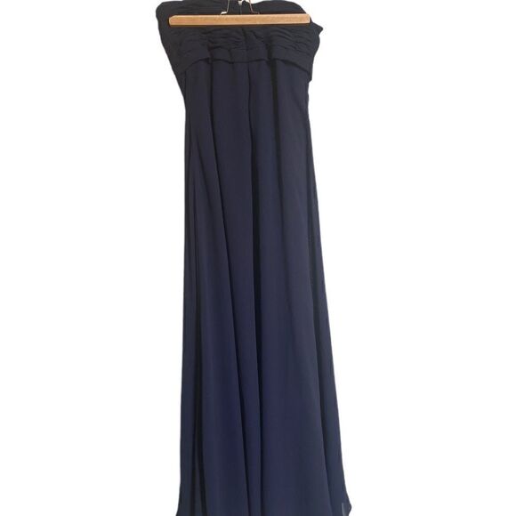 Mori Lee Bridesmaids Dress 686 Chiffon w Beaded Brooch Size 10 Navy Blue - Picture 4 of 7